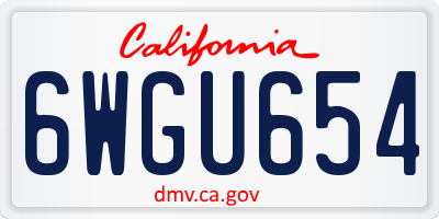 CA license plate 6WGU654
