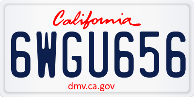 CA license plate 6WGU656