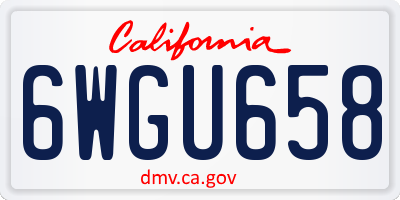 CA license plate 6WGU658