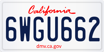 CA license plate 6WGU662