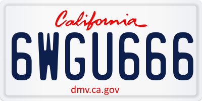CA license plate 6WGU666