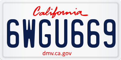 CA license plate 6WGU669