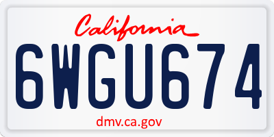 CA license plate 6WGU674