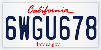 CA license plate 6WGU678