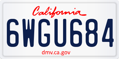 CA license plate 6WGU684