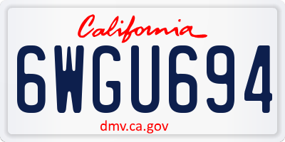 CA license plate 6WGU694