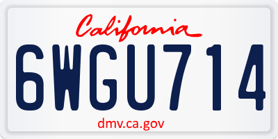 CA license plate 6WGU714