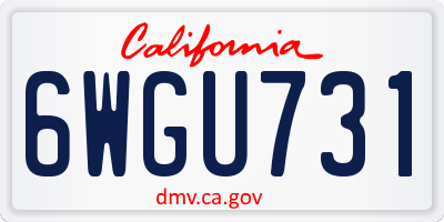 CA license plate 6WGU731