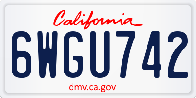 CA license plate 6WGU742