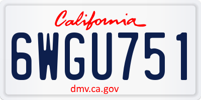 CA license plate 6WGU751