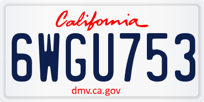 CA license plate 6WGU753