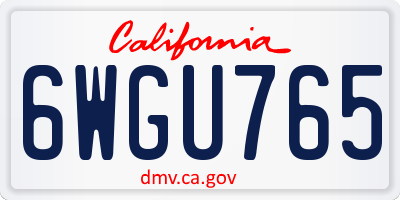 CA license plate 6WGU765