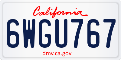 CA license plate 6WGU767