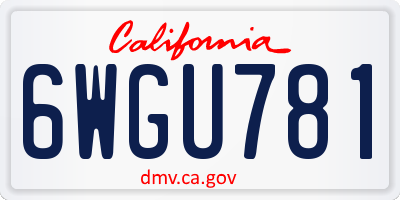 CA license plate 6WGU781