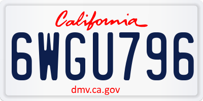 CA license plate 6WGU796