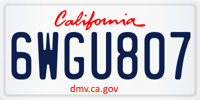 CA license plate 6WGU807