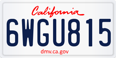 CA license plate 6WGU815