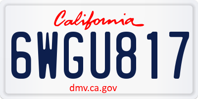 CA license plate 6WGU817