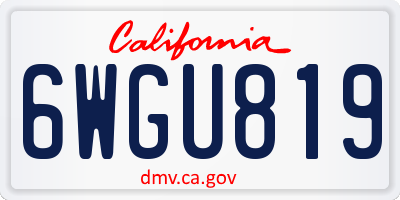 CA license plate 6WGU819