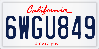 CA license plate 6WGU849