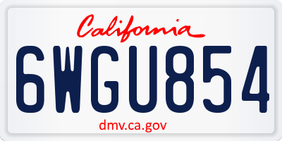 CA license plate 6WGU854