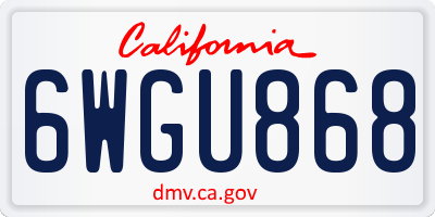 CA license plate 6WGU868