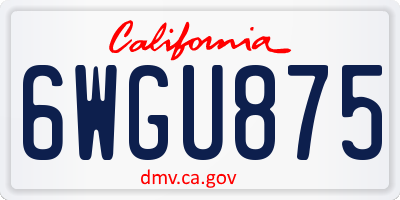 CA license plate 6WGU875