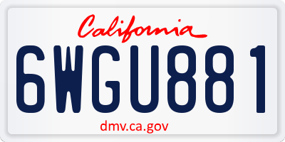 CA license plate 6WGU881