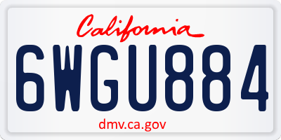 CA license plate 6WGU884