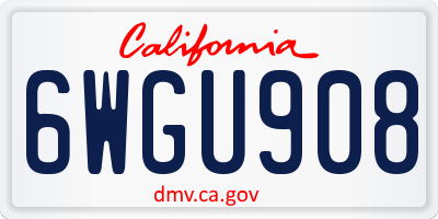 CA license plate 6WGU908