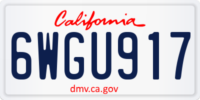CA license plate 6WGU917