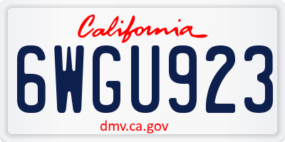 CA license plate 6WGU923