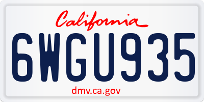 CA license plate 6WGU935