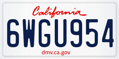 CA license plate 6WGU954