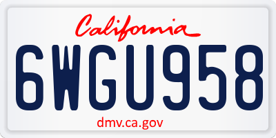 CA license plate 6WGU958