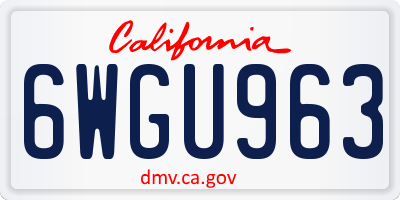 CA license plate 6WGU963