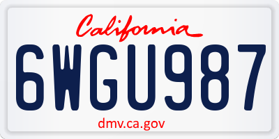 CA license plate 6WGU987