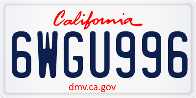 CA license plate 6WGU996