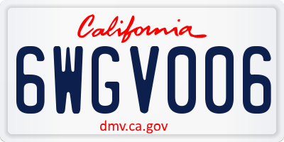 CA license plate 6WGV006