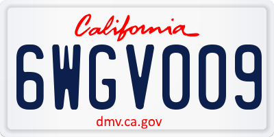 CA license plate 6WGV009