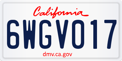 CA license plate 6WGV017