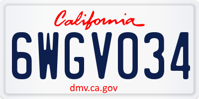 CA license plate 6WGV034