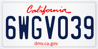 CA license plate 6WGV039