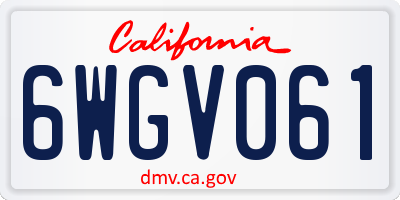 CA license plate 6WGV061