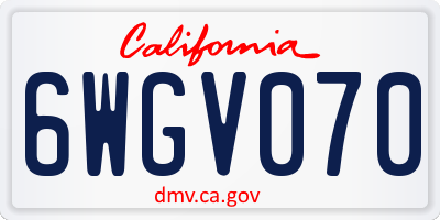 CA license plate 6WGV070
