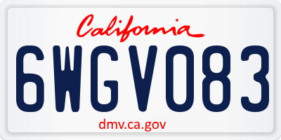 CA license plate 6WGV083