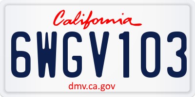 CA license plate 6WGV103