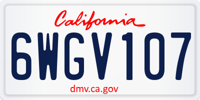 CA license plate 6WGV107