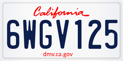 CA license plate 6WGV125