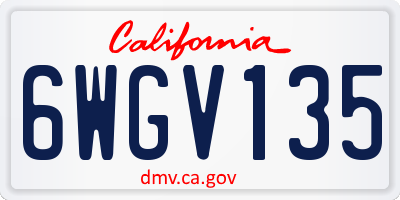 CA license plate 6WGV135